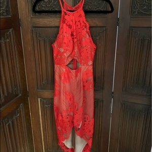 NWT red lace and nude dress